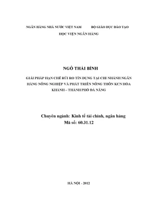 Giải Pháp Hạn Chế Rủi Ro Tín Dụng Tại Ngân Hàng Nông