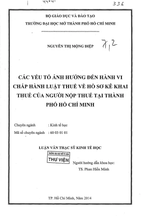 Các Yếu Tố Ảnh Hưởng Đến Hành Vi Chấp Hành Luật Thuế Tại 