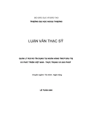 Quản Lý Rủi Ro Tín Dụng Tại Ngân Hàng TMCP Đầu Tư Và