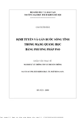 Tối ưu hóa định tuyến và gán bước sóng tĩnh trong mạng 
