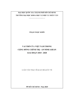 Vai Trò Của Việt Nam Trong Cộng Đồng Chính Trị - An Ninh