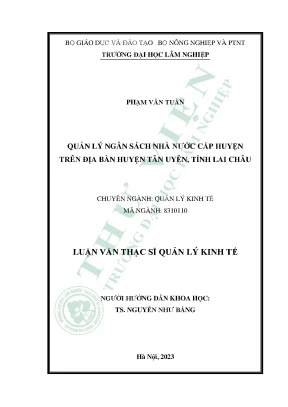 Quản Lý Ngân Sách Nhà Nước Cấp Huyện Tại Tân Uyên, Lai Châu