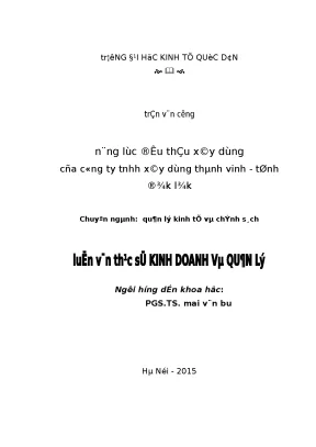 Năng Lực Đấu Thầu Xây Dựng Của Công Ty TNHH Xây Dựng 