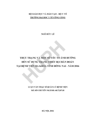 Thực Trạng Sử Dụng Trang Thiết Bị Chẩn Đoán Tại Bệnh