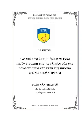 Nhân Tố Ảnh Hưởng Đến Tăng Trưởng Doanh Thu Và Tài Sản