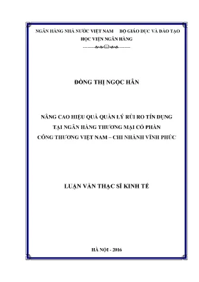 Nâng Cao Hiệu Quả Quản Lý Rủi Ro Tín Dụng Tại Ngân Hàng