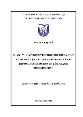 Quản Lý Hoạt Động Vui Chơi Cho Trẻ 5-6 Tuổi Tại Trường 