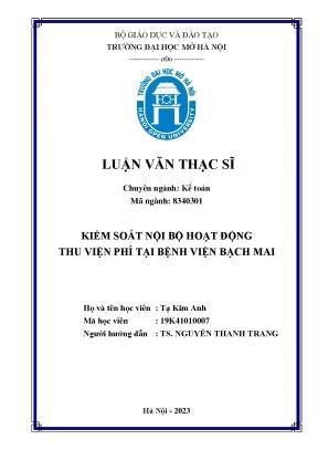 Kiểm Soát Nội Bộ Hoạt Động Thu Viện Phí Tại Bệnh Viện