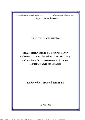 Phát Triển Dịch Vụ Thanh Toán Tự Động Tại Ngân Hàng