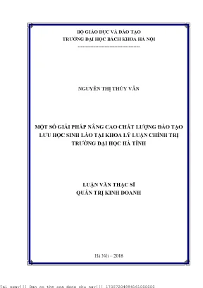Giải Pháp Nâng Cao Chất Lượng Đào Tạo Lưu Học Sinh Lào 