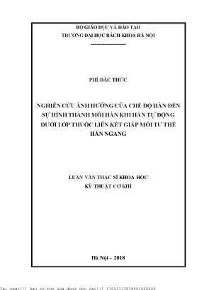 Nghiên Cứu Ảnh Hưởng Của Chế Độ Hàn Đến Sự Hình Thành