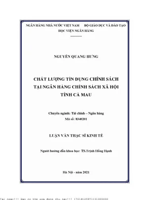 Nâng Cao Chất Lượng Tín Dụng Chính Sách Tại Ngân Hàng