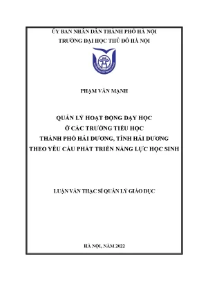 Quản Lý Hoạt Động Dạy Học Tại Trường Tiểu Học Thành Phố 