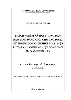 Trách Nhiệm Xã Hội Đảm Bảo Bình Đẳng Giới Cho Lao Động