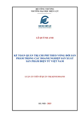 Kế Toán Quản Trị Chi Phí Theo Vòng Đời Sản Phẩm Trong