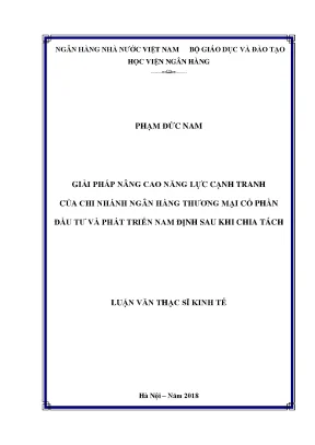 Giải Pháp Nâng Cao Năng Lực Cạnh Tranh Cho BIDV Nam Định
