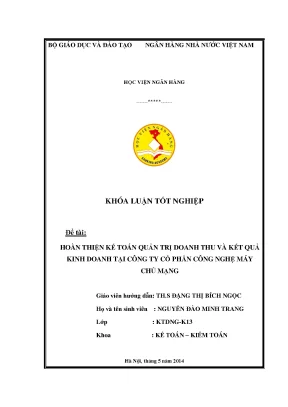 Hoàn thiện kế toán quản trị doanh thu và kết quả kinh
