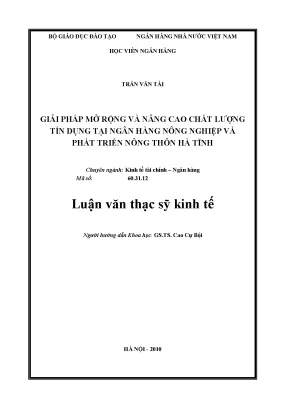 Giải Pháp Nâng Cao Chất Lượng Tín Dụng Tại Ngân Hàng