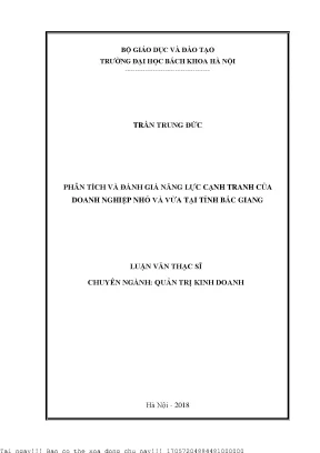 Năng Lực Cạnh Tranh Của Doanh Nghiệp Nhỏ Và Vừa Tại Tỉnh