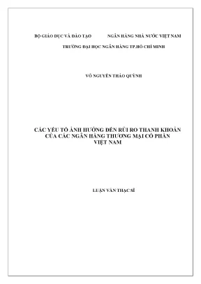 Các Yếu Tố Ảnh Hưởng Đến Rủi Ro Thanh Khoản Của Ngân