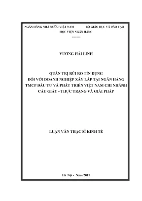 Quản Trị Rủi Ro Tín Dụng Cho Doanh Nghiệp Xây Lắp Tại
