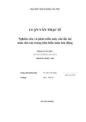 Nghiên Cứu Phát Triển Máy Cân Lắc Túi Máu Tại Trung Tâm 