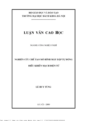 Nghiên Cứu Công Nghệ Chế Tạo Máy Đẹp Từ Động Điều Khiển 