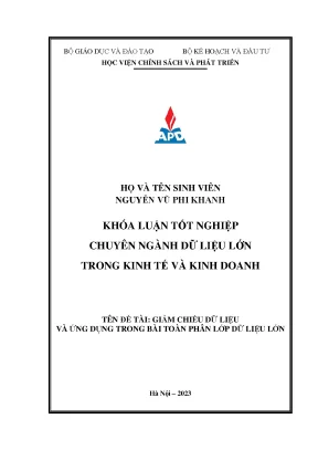Nghiên Cứu Giảm Chiều Dữ Liệu và Ứng Dụng Trong Phân Lớp 
