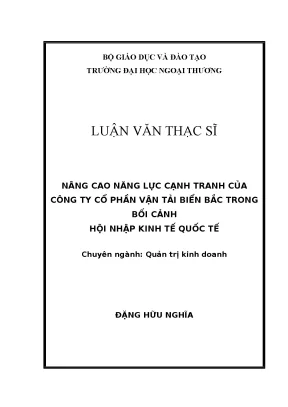 Nâng Cao Năng Lực Cạnh Tranh Của Công Ty Cổ Phần Vận Tải