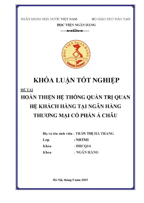 Hoàn thiện hệ thống quản trị quan hệ khách hàng tại ngân