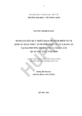 Đánh Giá Vệ Sinh An Toàn Thực Phẩm Tại Cửa Hàng Ăn Đường
