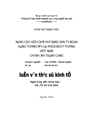 Nâng cao hiệu quả huy động vốn tại ngân hàng TMCP Ngoại