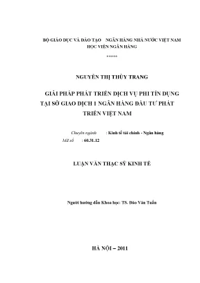 Giải Pháp Phát Triển Dịch Vụ Phi Tín Dụng Tại Ngân Hàng