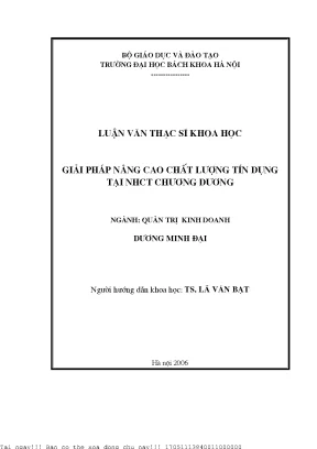 Giải pháp nâng cao chất lượng tín dụng tại Ngân hàng