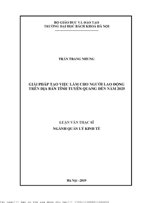 Giải Pháp Tạo Việc Làm Cho Người Lao Động Tỉnh Tuyên