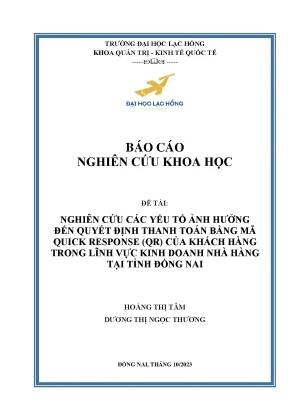 Nghiên Cứu Yếu Tố Ảnh Hưởng Đến Quyết Định Thanh Toán 