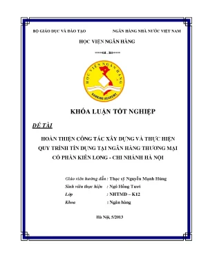 Hoàn thiện quy trình tín dụng tại Ngân hàng Kiên Long -