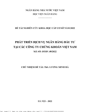 Phát Triển Dịch Vụ Ngân Hàng Đầu Tư Tại Các Công Ty
