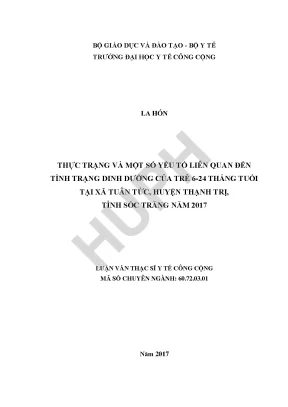 Tình Trạng Dinh Dưỡng Của Trẻ 6-24 Tháng Tuổi Tại Xã