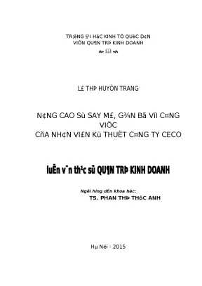 Nâng Cao Sự Say Mê và Gắn Bó Với Công Việc Tại Công Ty CECO