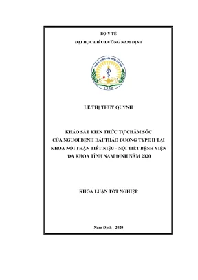 Khảo Sát Kiến Thức Tự Chăm Sóc Người Bệnh Đái Tháo Đường 