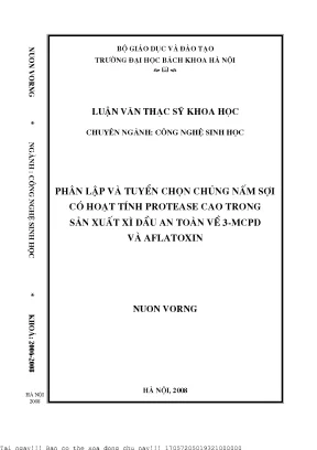 Nghiên Cứu Chủng Nấm Sợi Có Hoạt Tính Protease Cao Trong