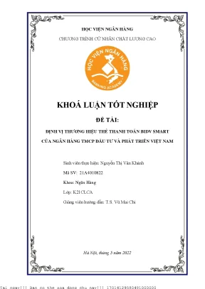 Định Vị Thương Hiệu Thẻ Thanh Toán BIDV Smart: Nghiên