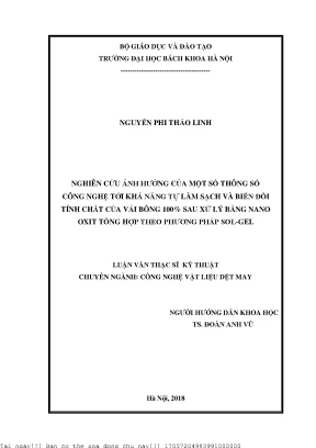 Nghiên Cứu Tính Chất Vải Bông 100% Sau Xử Lý Bằng Nano Oxit