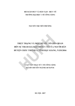 Thực Trạng Tham Gia Bảo Hiểm Y Tế Tại Huyện Châu Thành