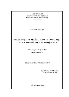 Pháp Luật Quảng Cáo Thương Mại Trên Báo In Ở Việt Nam