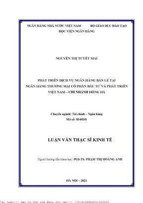 Phát Triển Dịch Vụ Ngân Hàng Bán Lẻ Tại BIDV Chi Nhánh