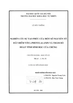Nghiên Cứu Tạo Phức Chất Giữa L-Phenylalanin và Nguyên