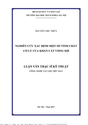 Nghiên Cứu Tính Chất Cơ Lý Của Khăn Cắt Vòng Sợi Tại 