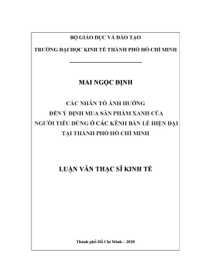 Những Nhân Tố Ảnh Hưởng Đến Ý Định Mua Sản Phẩm Xanh Tại